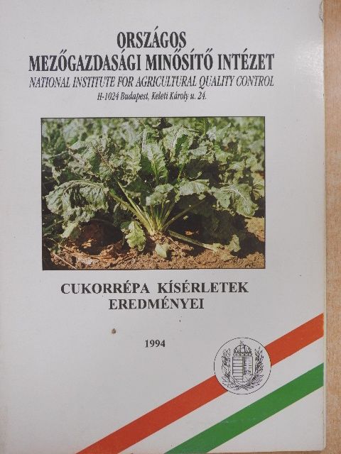 Cukorrépa kísérletek eredményei [antikvár]