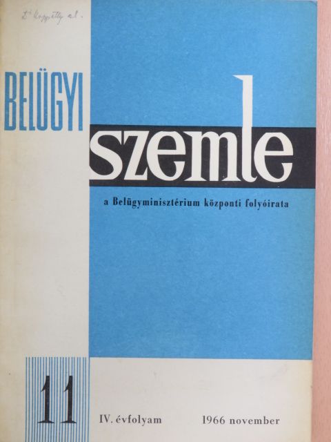 Anda János - Belügyi Szemle 1966. november [antikvár]