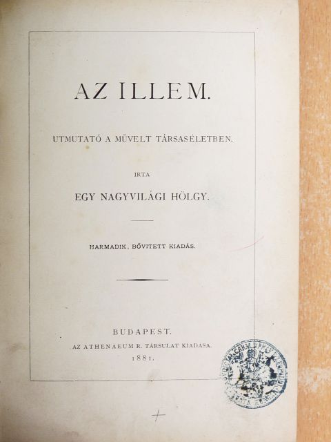 Az illem (rossz állapotú) [antikvár]