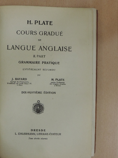 J. Bayard - Cours gradué de langue anglaise II. [antikvár]
