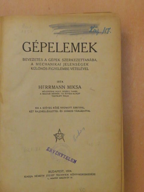 Herrmann Miksa - Gépelemek (rossz állapotú) [antikvár]