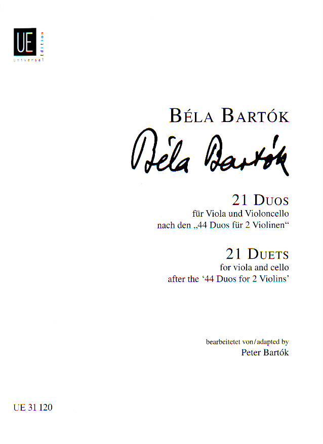 Bartók Béla - 21 DUOS FÜR VIOLA UND VIOLONCELLO NACH DEN "44 DUOS FÜR 2 VIOLINEN" BEARBEITET VON BARTÓK PÉTER