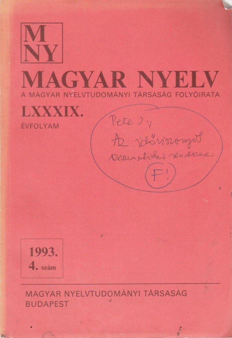 Benkő Loránd - Magyar Nyelv LXXXIX. évf. 1993/4. szám [antikvár]