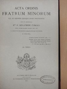 Acta Ordinis Fratrum Minorum Ianuarii-Decembris 1917-1918 [antikvár]