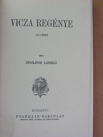 Zsoldos László - Vicza regénye [antikvár]