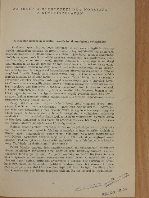 Dr. Nagy János - Az irodalomtörténeti óra módszere a középiskolában [antikvár]