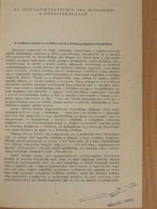 Dr. Nagy János - Az irodalomtörténeti óra módszere a középiskolában [antikvár]