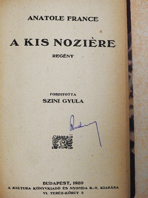 Anatole France - A kis Noziére [antikvár]
