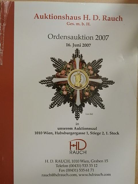 Auktionshaus H. D. Rauch Ges. m. b. H. Ordensauktion 2007 [antikvár]