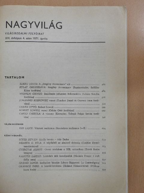 Bodnár György - Nagyvilág 1971. április [antikvár]