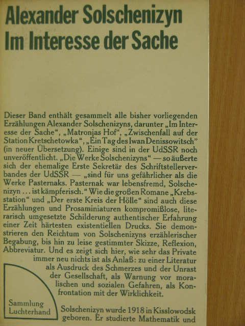 Alekszandr Szolzsenyicin - Im Interesse der Sache [antikvár]