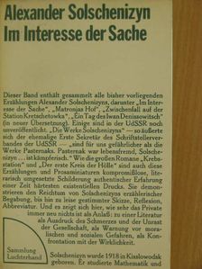 Alekszandr Szolzsenyicin - Im Interesse der Sache [antikvár]