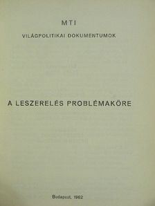 Pirityi Sándor - A leszerelés problémaköre [antikvár]