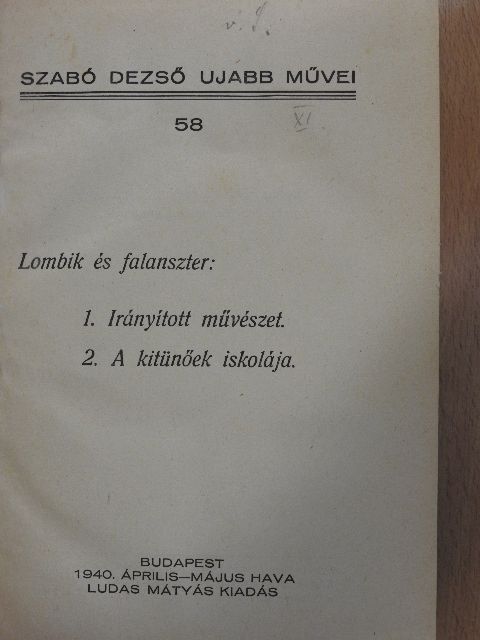 Szabó Dezső - Szabó Dezső ujabb művei 58-63. [antikvár]