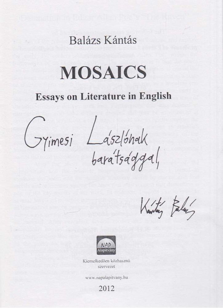 Kántás Balázs - Mosaics (dedikált) [antikvár]