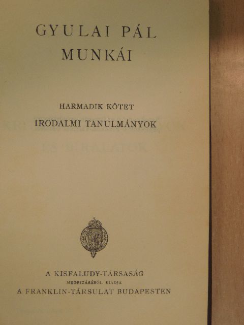Gyulai Pál - Gyulai Pál munkái III. [antikvár]
