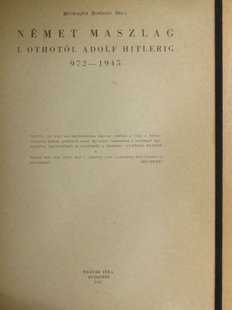 Bevilaqua Borsody Béla - Német maszlag [antikvár]