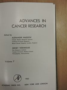 Dorris J. Hutchison - Advances in Cancer Research 7. [antikvár]