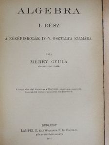 Mérey Gyula - Algebra I. [antikvár]