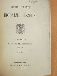 Toldy Ferencz - Toldy Ferencz irodalmi beszédei I. [antikvár]