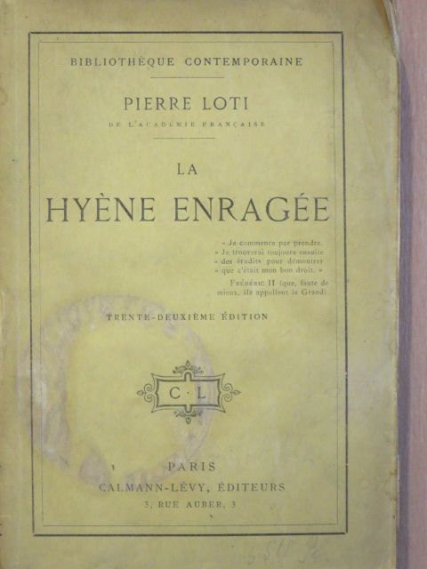 Pierre Loti - La hyéne enragée [antikvár]