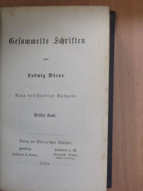 Ludwig Börne - Gesammelte Schriften von Ludwig Börne III. (gótbetűs) [antikvár]