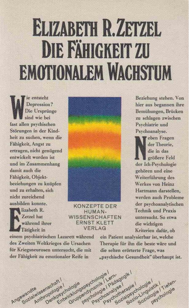 Elizabeth R. Zetzel - Die Fähigkeit zu emotionalem Wachstum [antikvár]