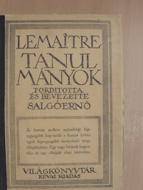Jules Lemaitre - Tanulmányok [antikvár]