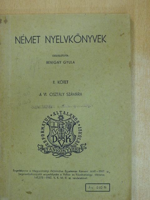 Benigny Gyula - Német nyelvkönyvek II. [antikvár]