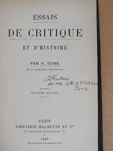 H. Taine - Essais de Critique et d'Histoire [antikvár]