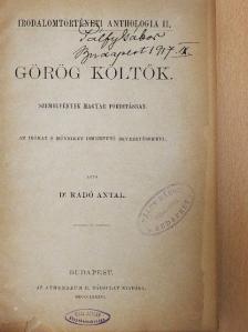Dr. Radó Antal - Görög költők (rossz állapotú) [antikvár]