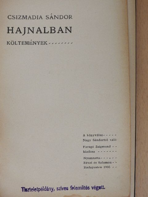 Csizmadia Sándor - Hajnalban [antikvár]