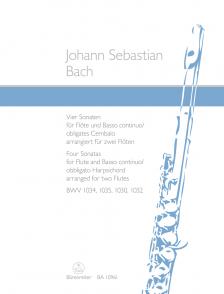 BACH, J. S. - VIER SONATEN FÜR FLÖTE UND BASSO CONTINUO - ARRANGIERT FÜR ZWEI FLÖTEN (BWV 1034, 1035, 1030, 1032)