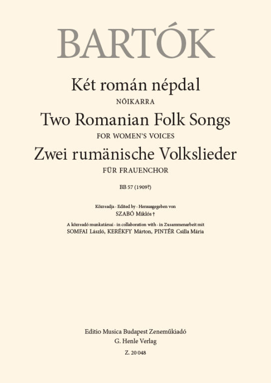 Bartók Béla - KÉT ROMÁN NÉPDAL NŐIKARRA