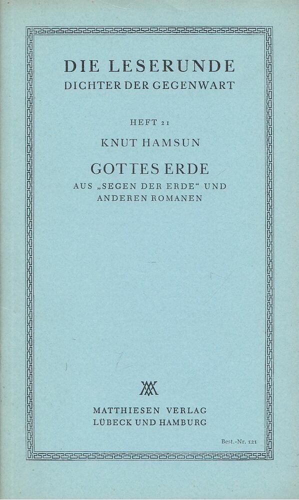 HAMSUN, KNUT - Gottes Erde [antikvár]