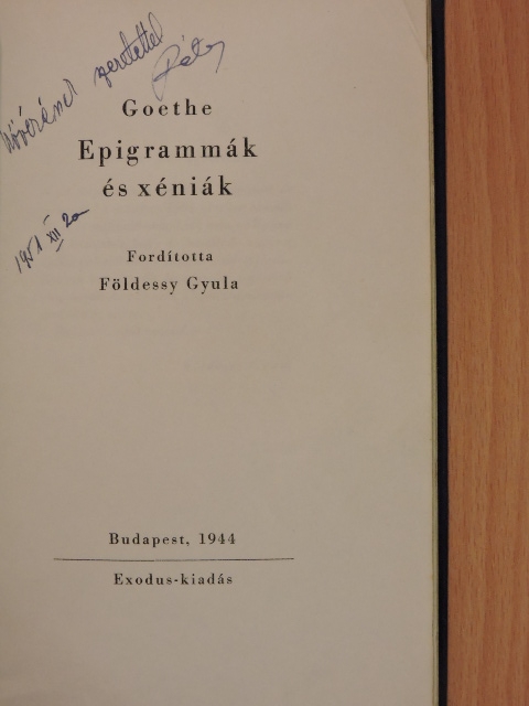 Goethe - Epigrammák és xéniák [antikvár]