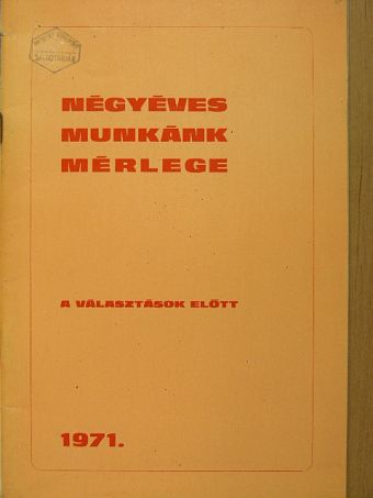 Négyéves munkánk mérlege [antikvár]