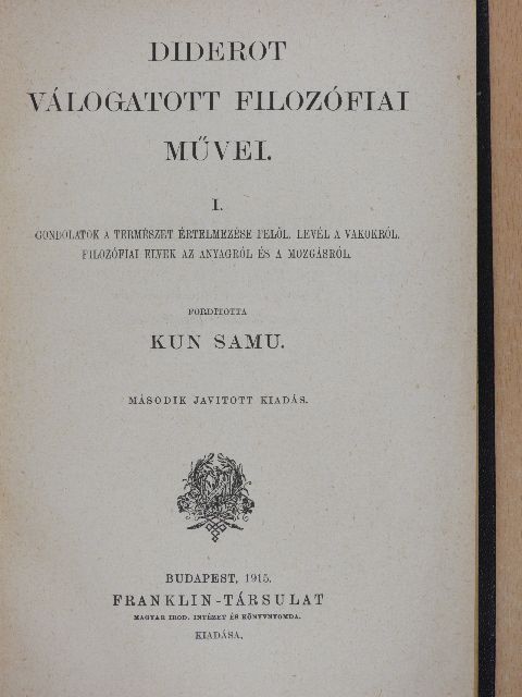 Diderot - Diderot válogatott filozófiai művei I. [antikvár]
