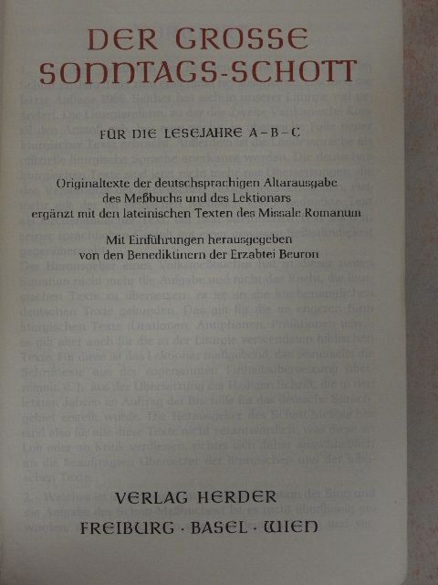 Der Grosse Sonntags-schott [antikvár]