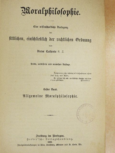 Victor Cathrein - Moralphilosophie I. (gótbetűs) [antikvár]