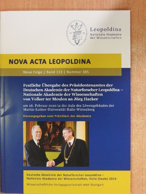 Annette Schavan - Festliche Übergabe des Präsidentenamtes der Deutschen Akademie der Naturforscher Leopoldina - Nationale Akademie der Wissenschaften von Volker ter Meulen an Jörg Hacker - DVD-vel [antikvár]