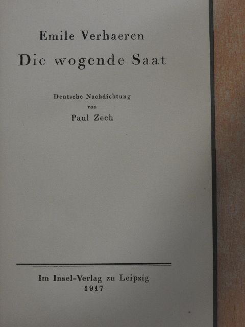 Emile Verhaeren - Die wogende Saat [antikvár]