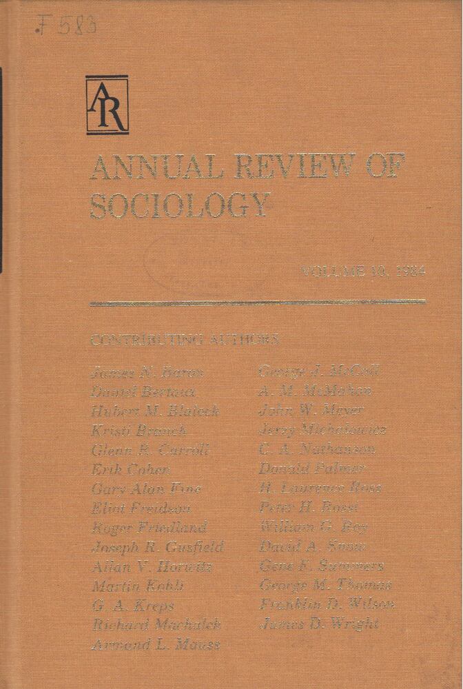 Ralph H. Turner - Annual Review of Sociology Volume 10. 1984. [antikvár]