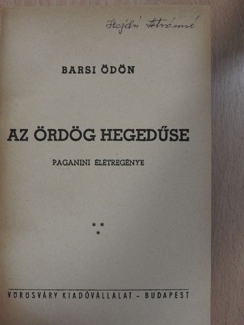 Barsi Ödön - Az ördög hegedűse [antikvár]
