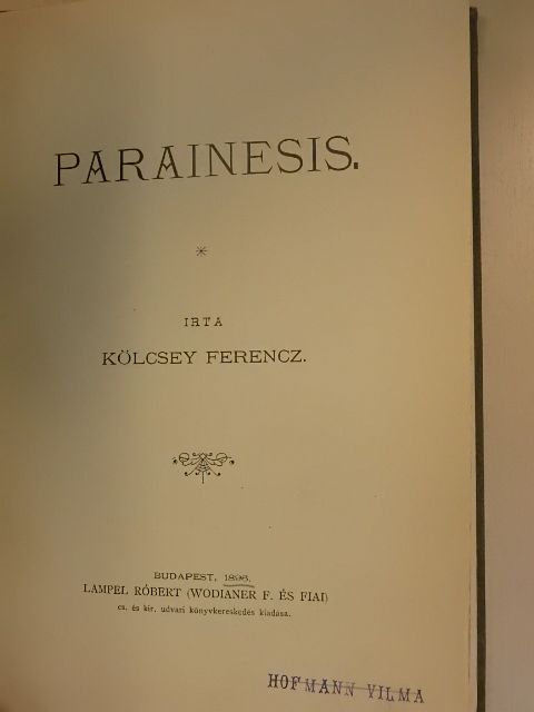 Kölcsey Ferencz - Parainesis [antikvár]