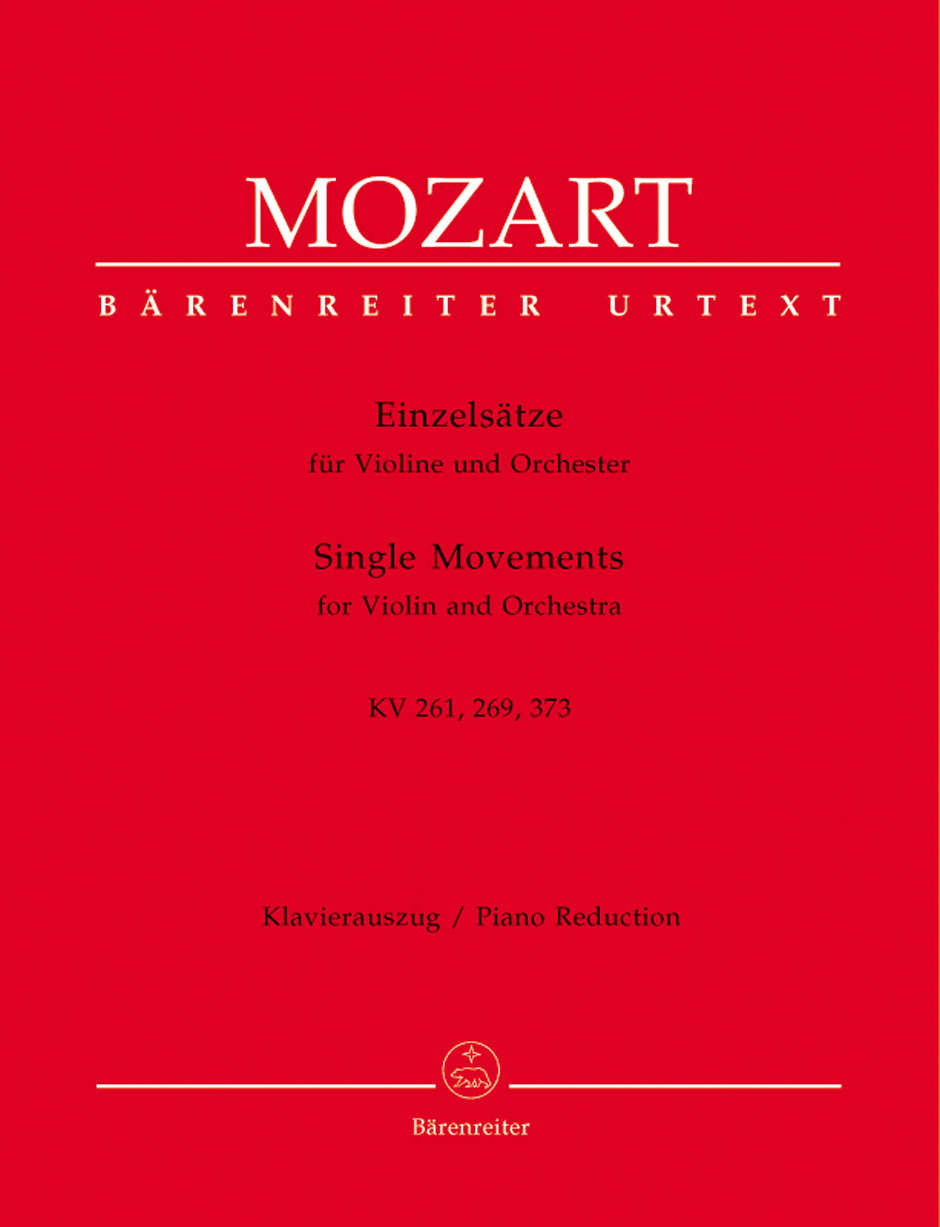 MOZART, W,A, - EINZELSAETZE KV 261,269,373 FÜR VIOLINE UND ORCHESTER KLAVIERAUSZUG URTEXT