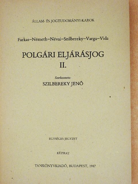 Dr. Farkas József - Polgári eljárásjog II. [antikvár]