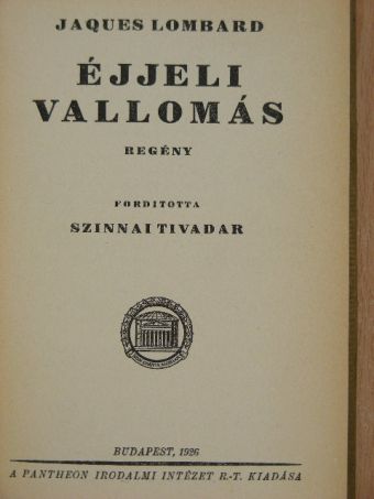 Jaques Lombard - Éjjeli vallomás [antikvár]