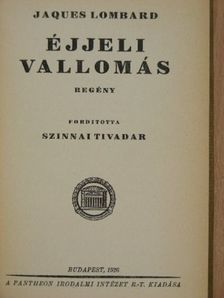 Jaques Lombard - Éjjeli vallomás [antikvár]