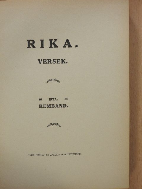 Remband - Rika (dedikált példány) [antikvár]